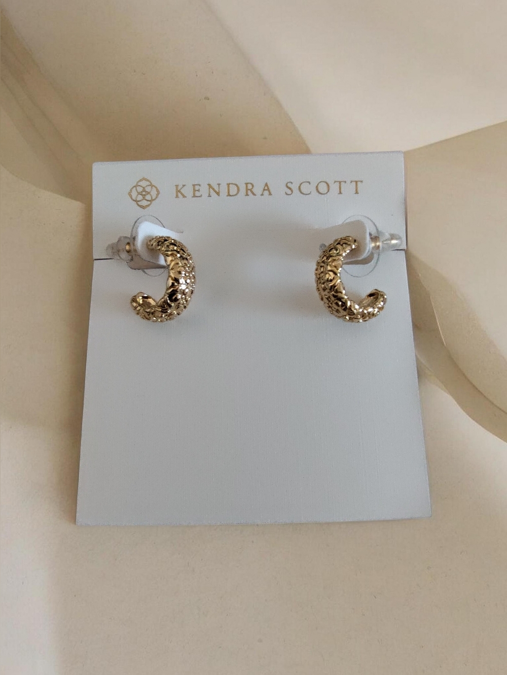 Kendra Scott Harper Gold Huggie Hoop Earrings | Filigree Textured | NWT